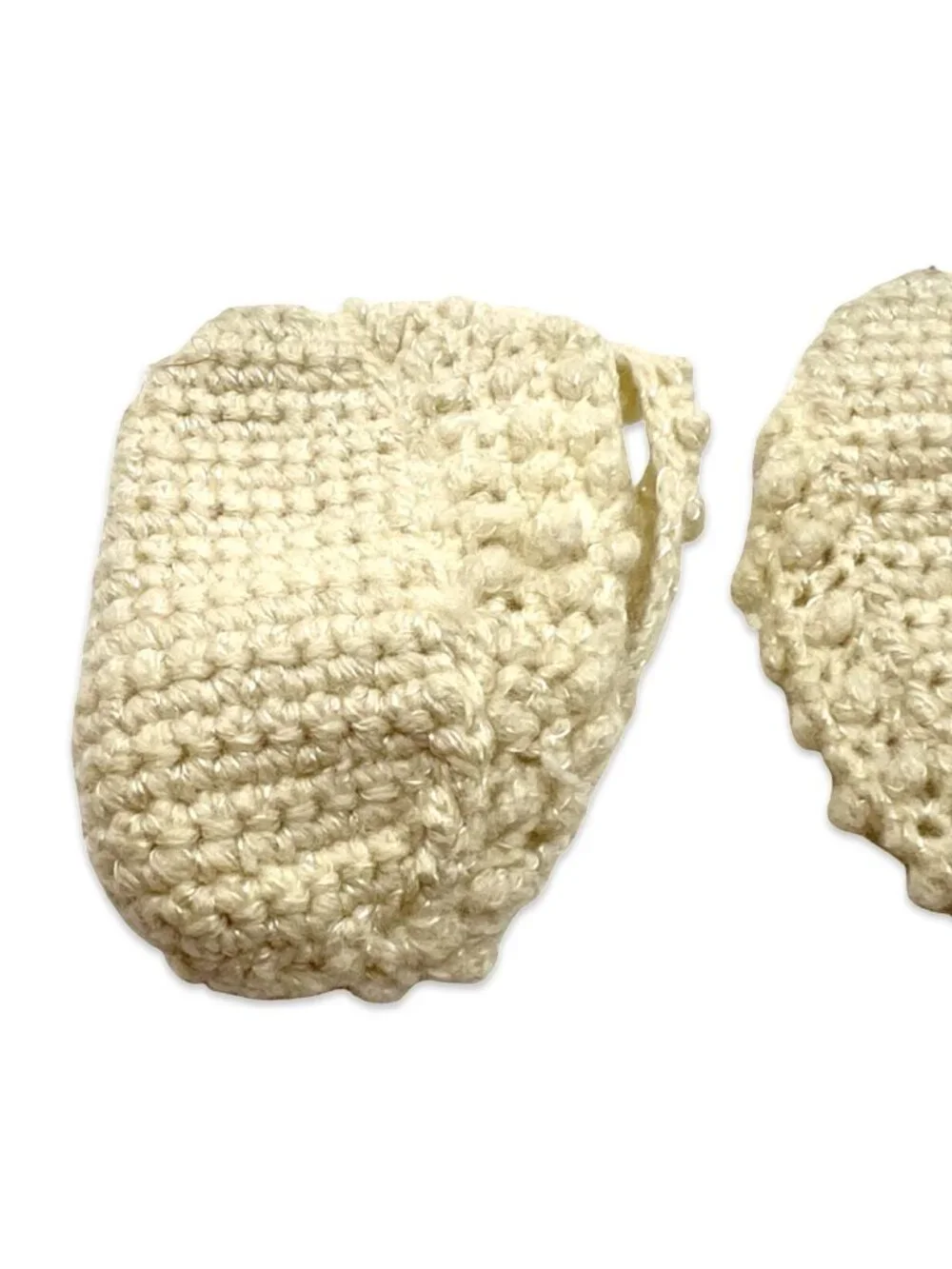 Ivory Crochet Baby Booties Vintage 2 Pair Lot OS